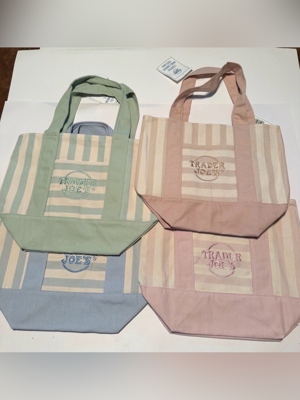 NEW Trader Joe's Striped Canvas Mini Tote Bags Set of 4 - Summer 2026 Collection